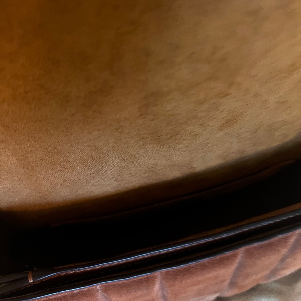 Coach Chestnut Brown Suede & Leather Crossbody with Gold Horse & Carriage Accent - Picture 9 of 12